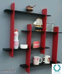 Royal Wall Shelves - LXHXB :42X30X12 cm, Brown, Wooden, No. of Shelves: 5
